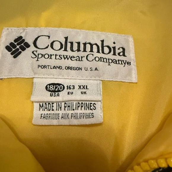 Columbia Two-Tone Yellow and Navy Puffer Jacket - Picture 2 of 3